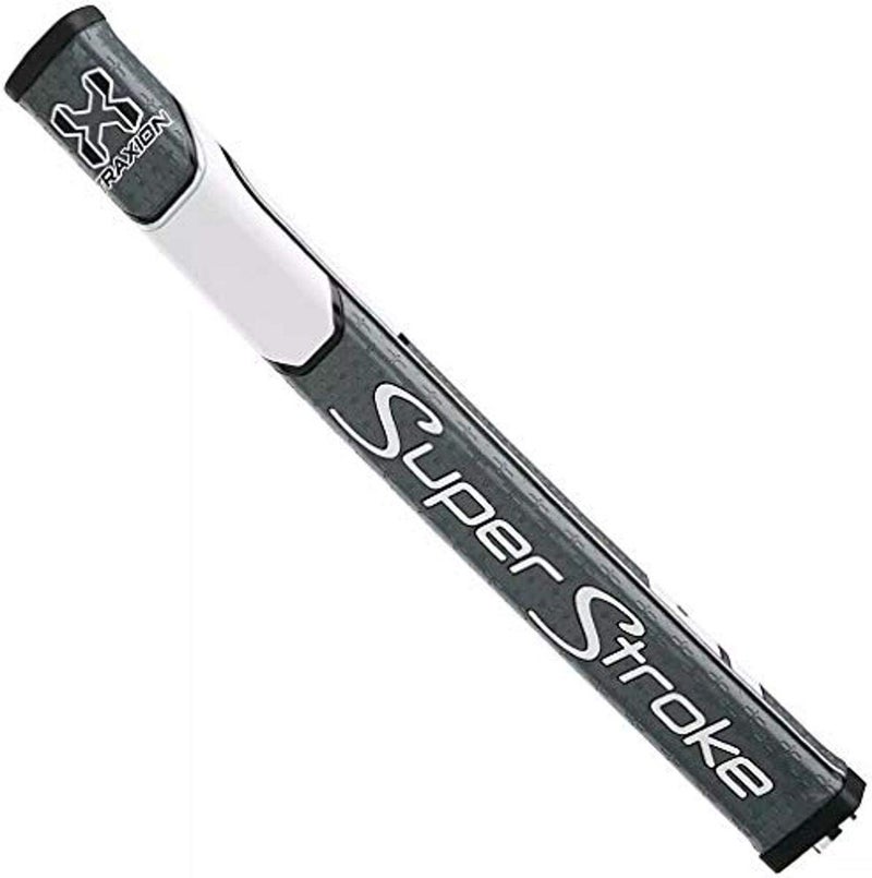Super Stroke SuperStroke Traxion Flatso 1.0 Golf Putter Grip Featuring Our Distinct Pentagonal Wide, Flat Shape with Five Pronounced Edges, Gray/White - Image 1